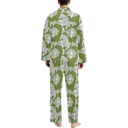 Lily Pattern Print Design LY08 Men's Long Pajama Set