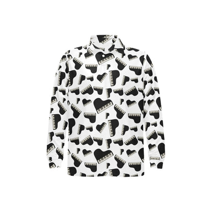 Piano Print Design LKS405 Long Sleeve Polo Shirt For Men's
