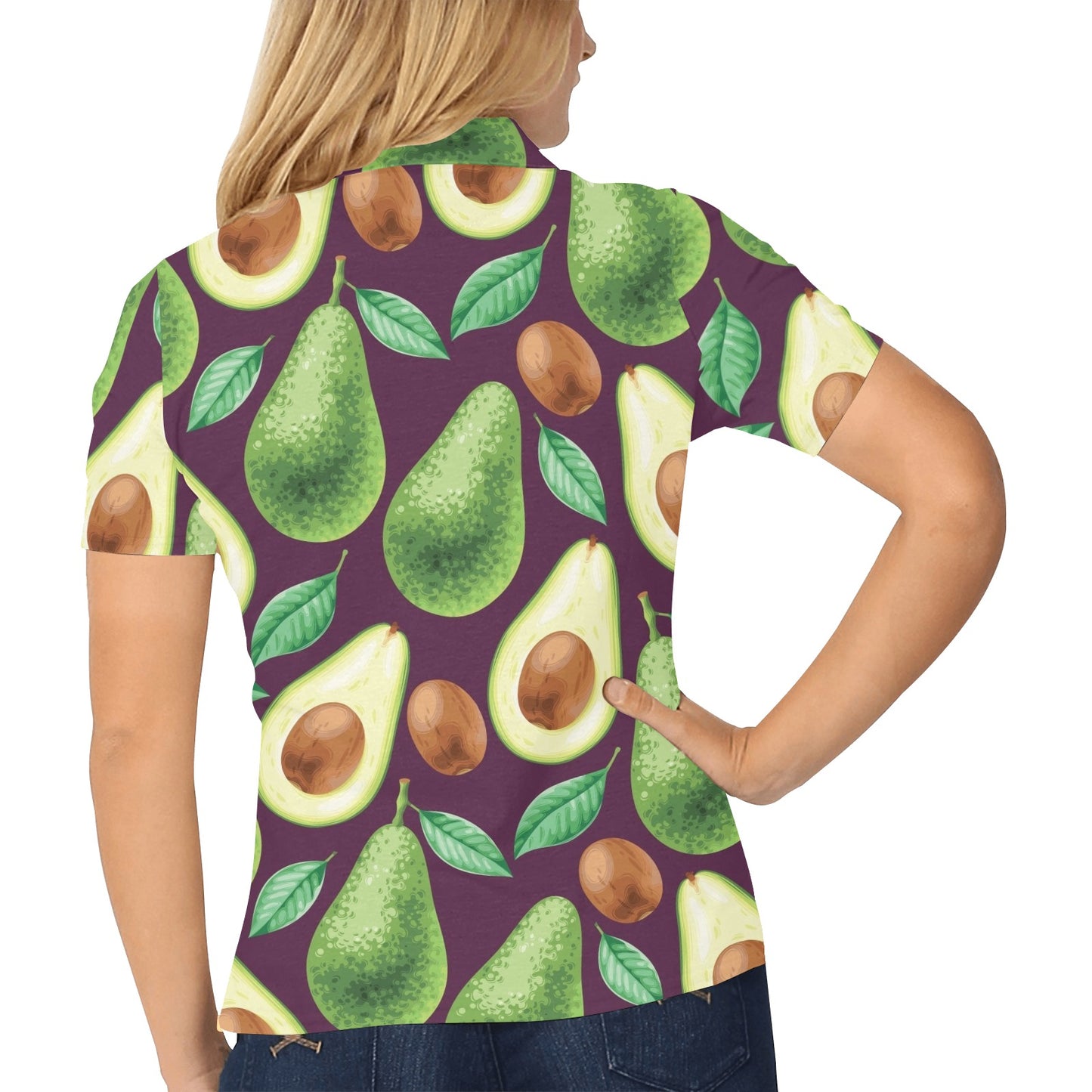 Avocado Pattern Print Design AC08 Women's Polo Shirt
