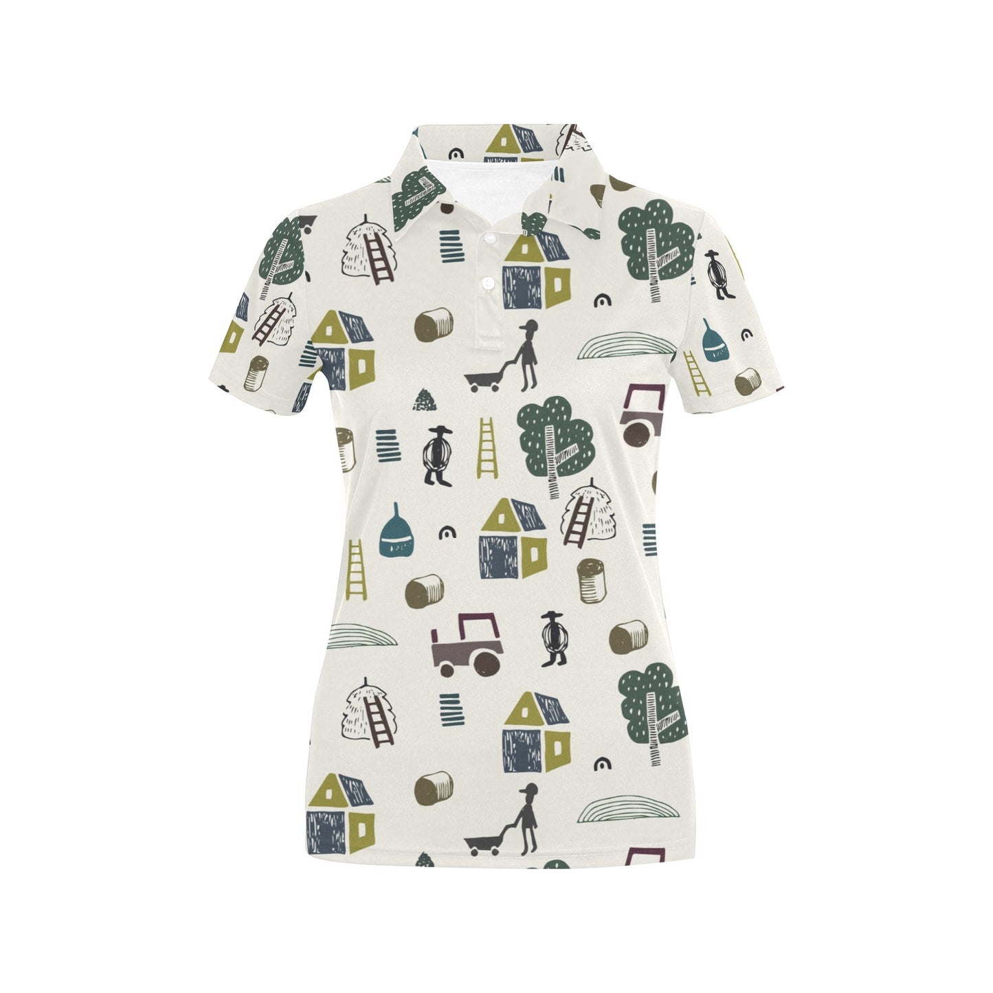 Agricultural Farm Print Design 01 Women's Polo Shirt