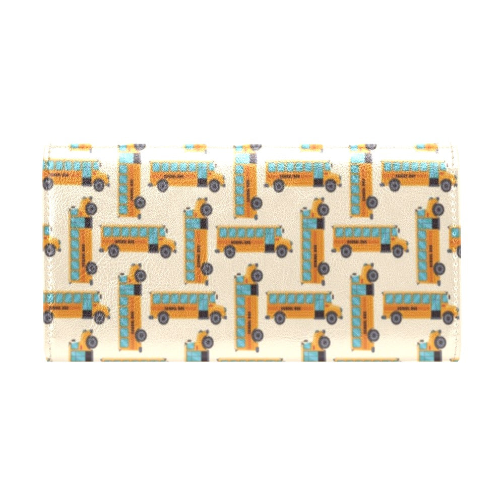 School Bus Print Design LKS305 Women's Trifold Wallet