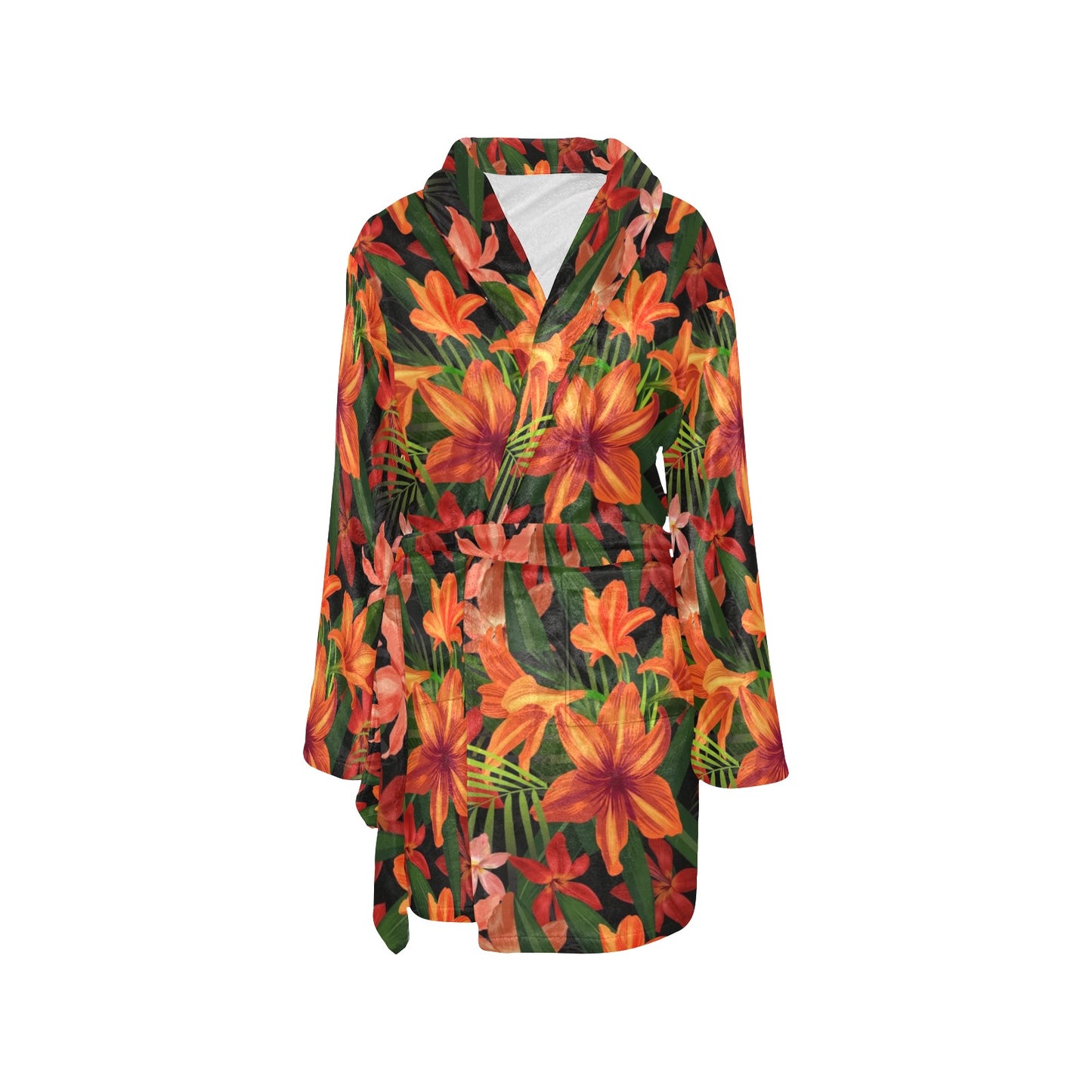 Amaryllis Pattern Print Design AL05 Women's Fleece Robe