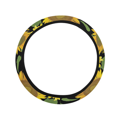 Sunflower Print Design LKS302 Steering Wheel Cover with Elastic Edge