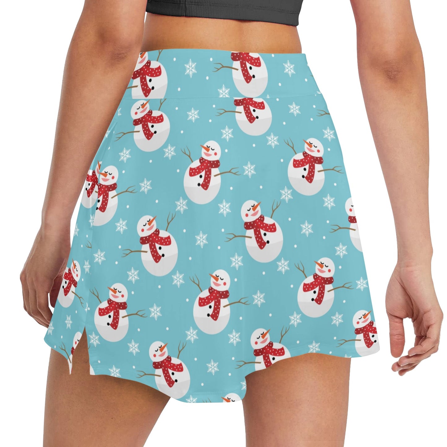 Snowman Print Design LKS304 17" Golf & Pickleball Skort with Pockets