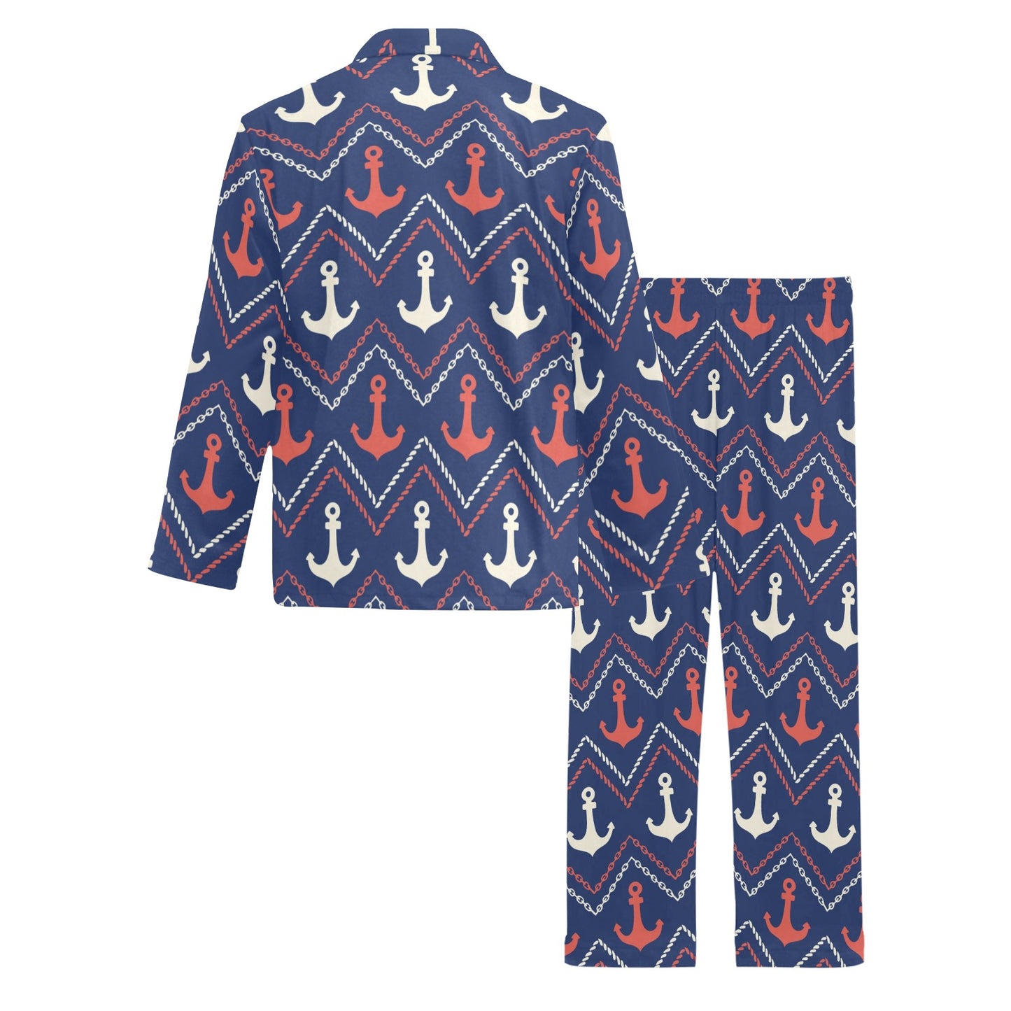 Anchor Pattern Print Design 07 Men's Long Pajama Set