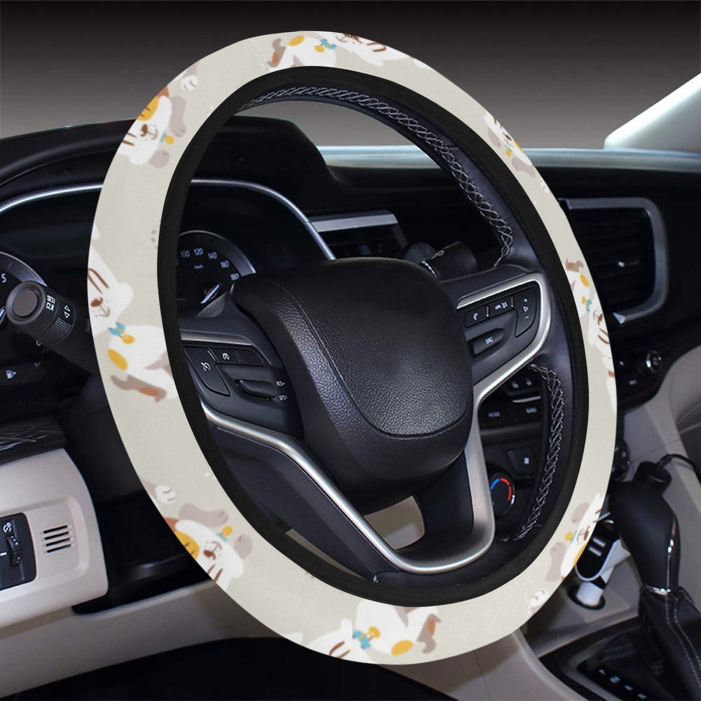 Russell Terriers Print Design LKS306 Steering Wheel Cover with Elastic Edge
