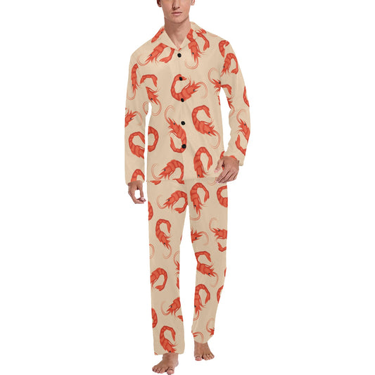 Prawn Pattern Print Design 02 Men's Long Pajama Set
