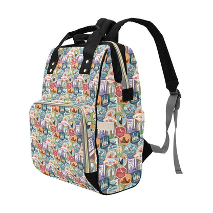 Travel Stamp Print Design LKS301 Diaper Bag Backpack