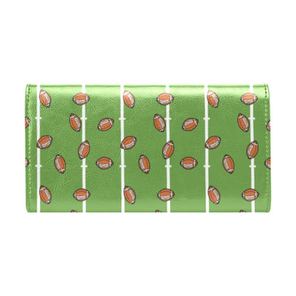 American Football on Field Themed Print Women's Trifold Wallet