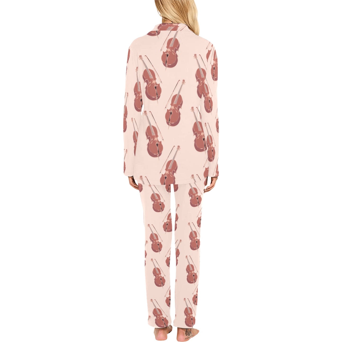 Cello Pattern Print Design 03 Women's Long Pajama Set