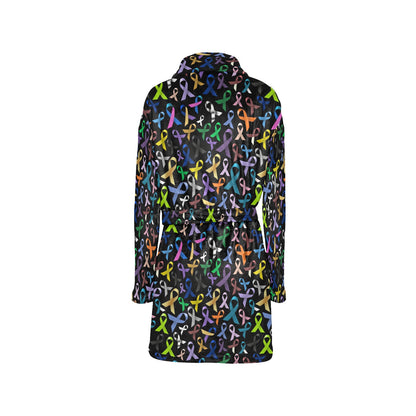 Breast Cancer Awareness Colorful Print Women's Fleece Robe