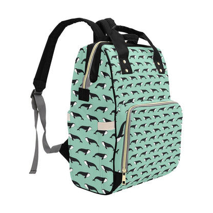 Whale Print Design LKS307 Diaper Bag Backpack