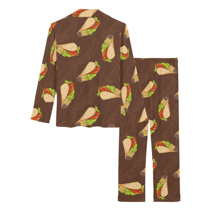Taco Pattern Print Design TC08 Women's Long Pajama Set