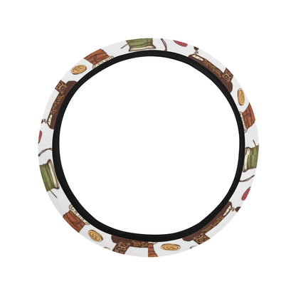 Sewing Equipment Print Design LKS304 Steering Wheel Cover with Elastic Edge