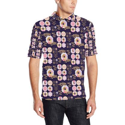 Sakura Japan Style Print Design LKS302 Men Polo Shirt