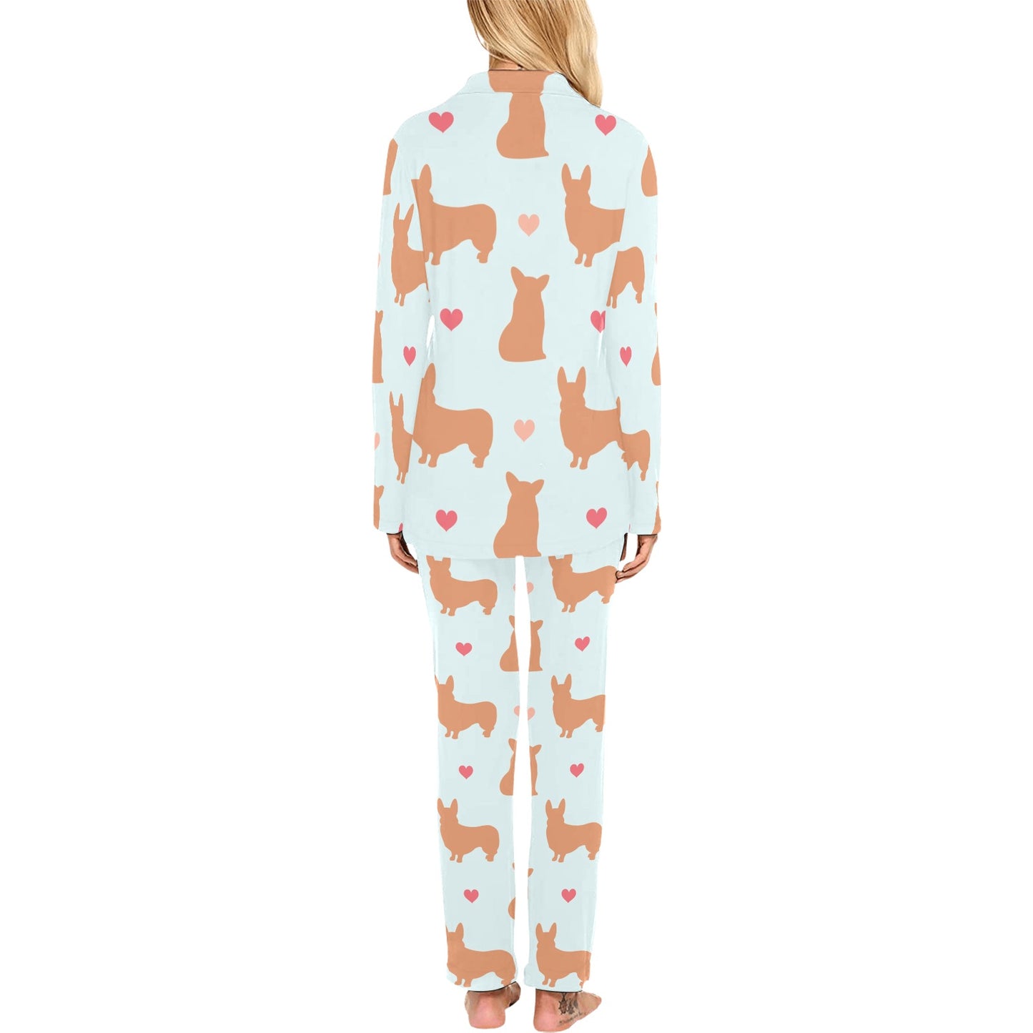 Pembroke Welsh Corgis Pattern Print Design A01 Women's Long Pajama Set