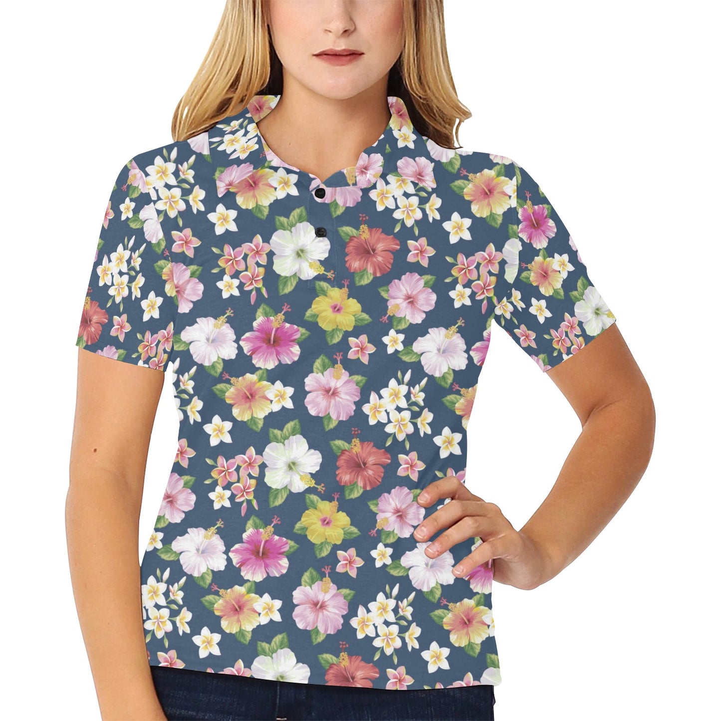 Hibiscus Sweet Print Design LKS304 Women's Polo Shirt