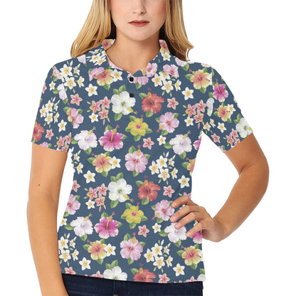 Hibiscus Sweet Print Design LKS304 Women's Polo Shirt
