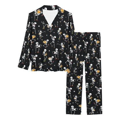 Skeleton Dance Print Women's Long Pajama Set