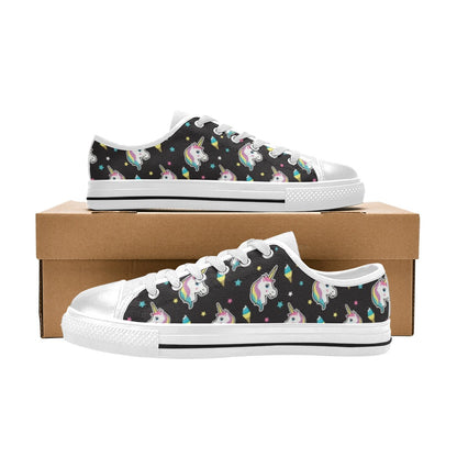 Unicorn Print Design LKS302 Women's White Low Top Shoes