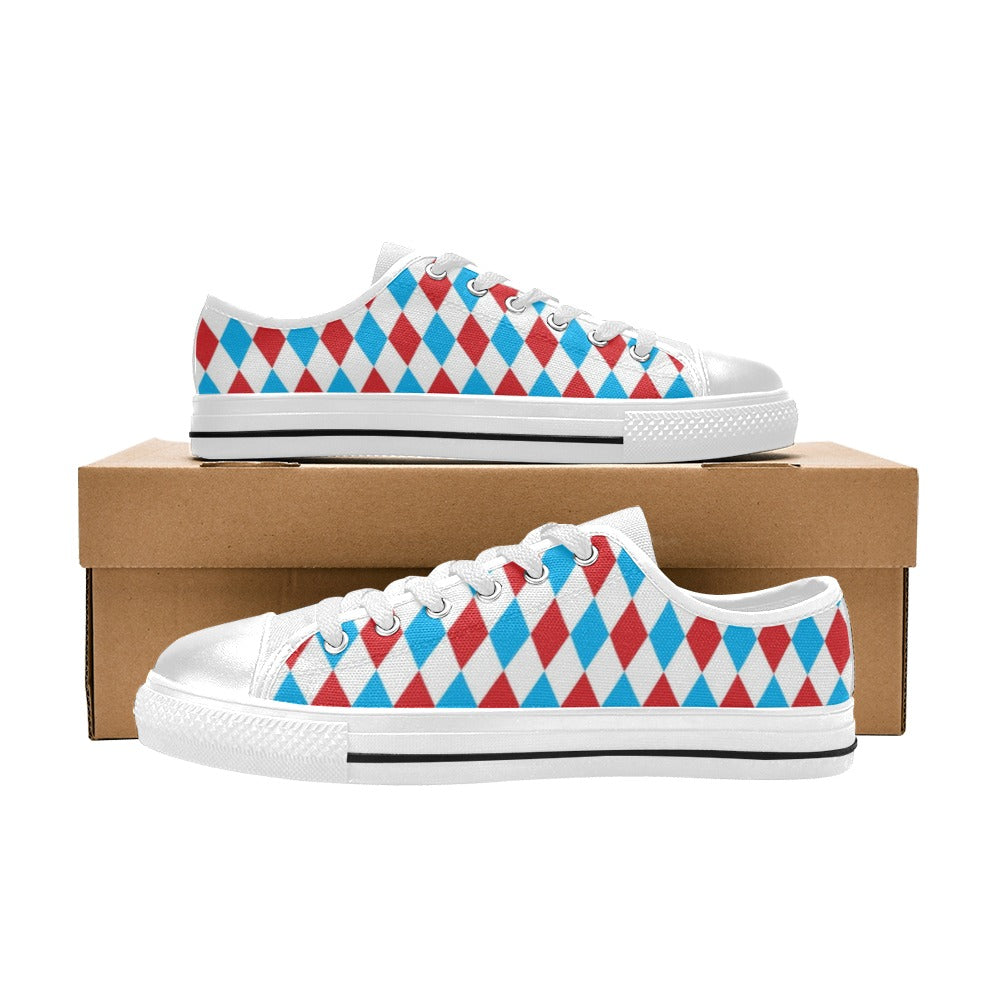 Harlequin Print Design LKS402 Women's White Low Top Shoes