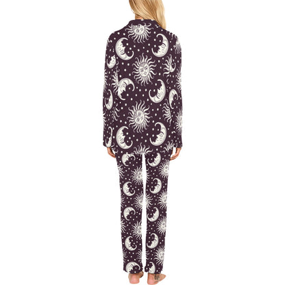 Sun Moon Face Women's Long Pajama Set