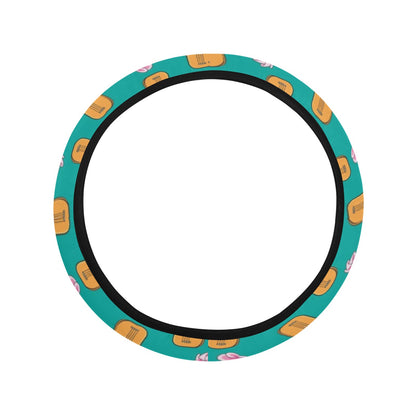 Ukulele Print Design LKS403 Steering Wheel Cover with Elastic Edge