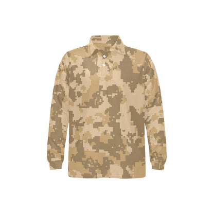 ACU Digital Desert Camouflage Long Sleeve Polo Shirt For Men's