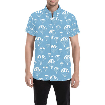 Skydiver Print Design LKS305 Men Short Sleeve Button Up Shirt
