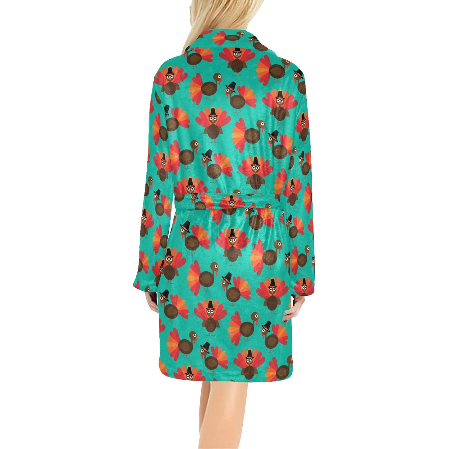 Turkey Print Design LKS402 Women's Fleece Robe