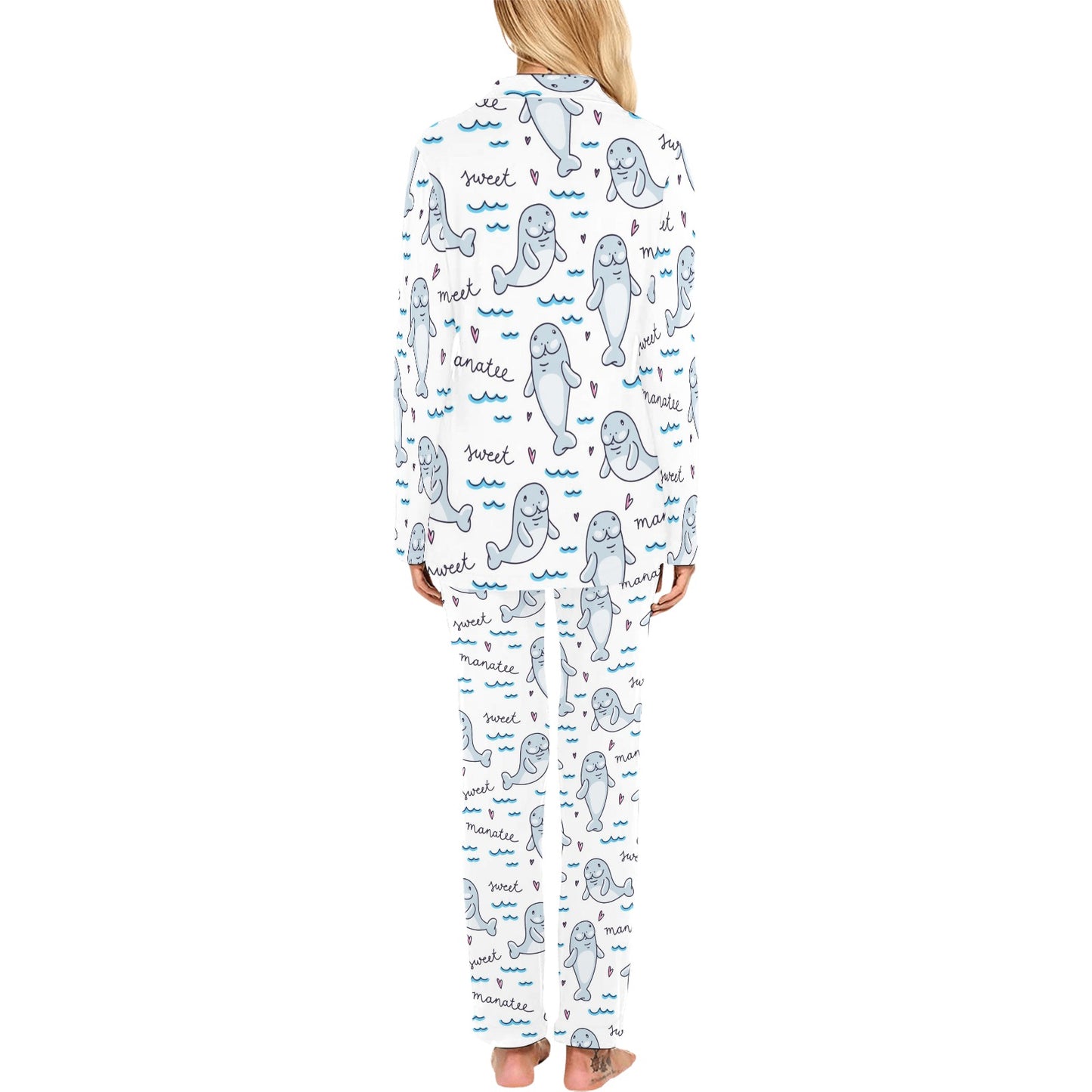 Manatee Baby Pattern Print Design 03 Women's Long Pajama Set