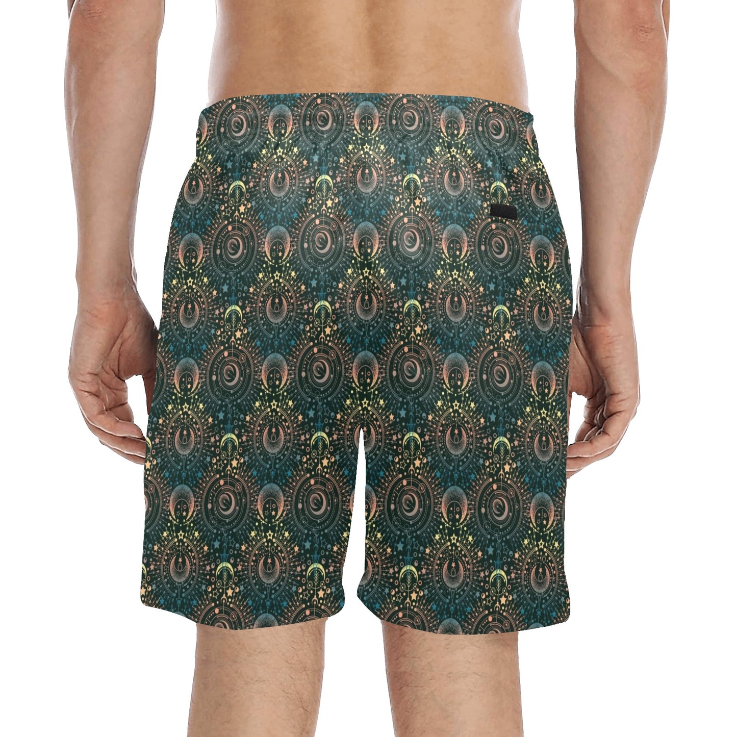 Sun Moon Print Design LKS307 Men's Swim Trunks Beach Shorts
