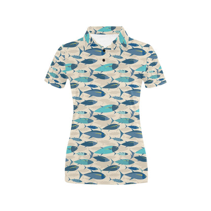 Tuna Fish Print Design LKS302 Women's Polo Shirt