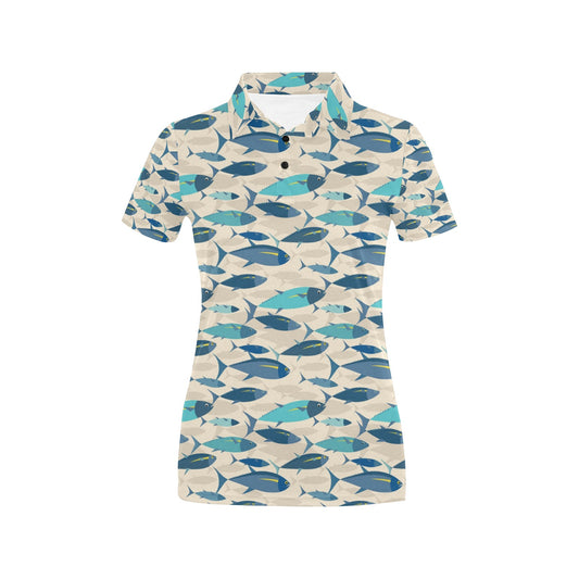 Tuna Fish Print Design LKS302 Women's Polo Shirt