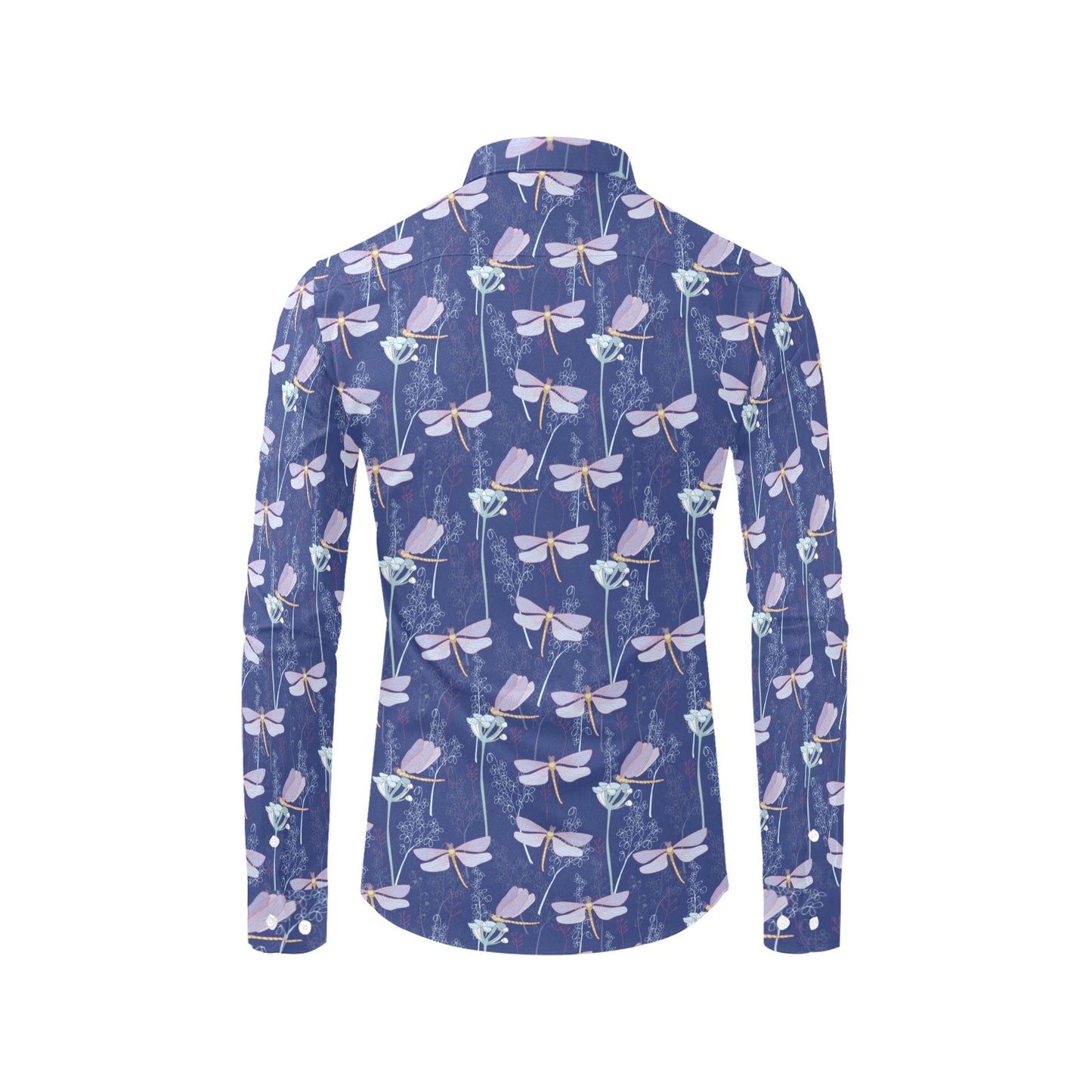 Dragonfly Print Design LKS401 Men's Long Sleeve Dress Shirt