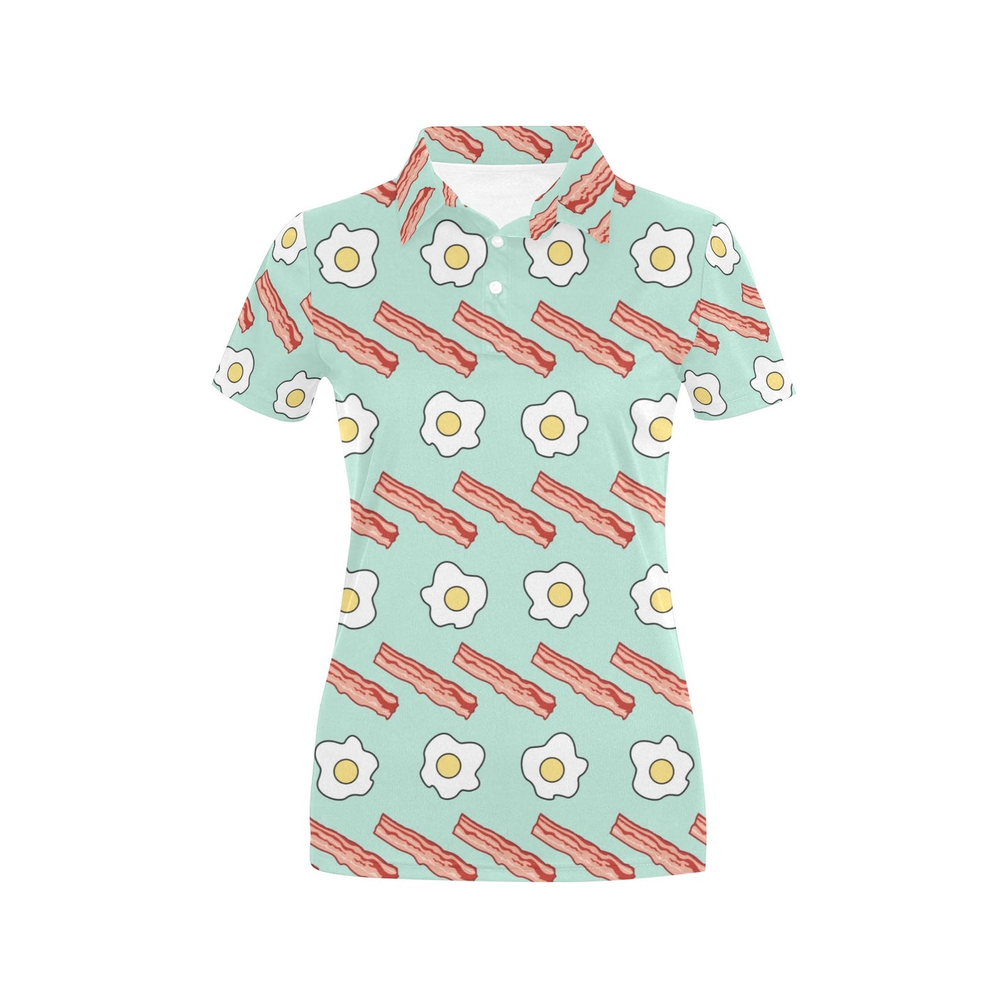 Bacon Sausage Pattern Print Design 01 Women's Polo Shirt