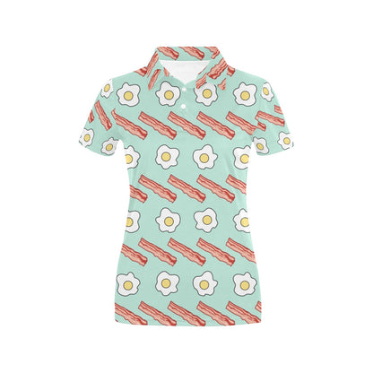 Bacon Sausage Pattern Print Design 01 Women's Polo Shirt