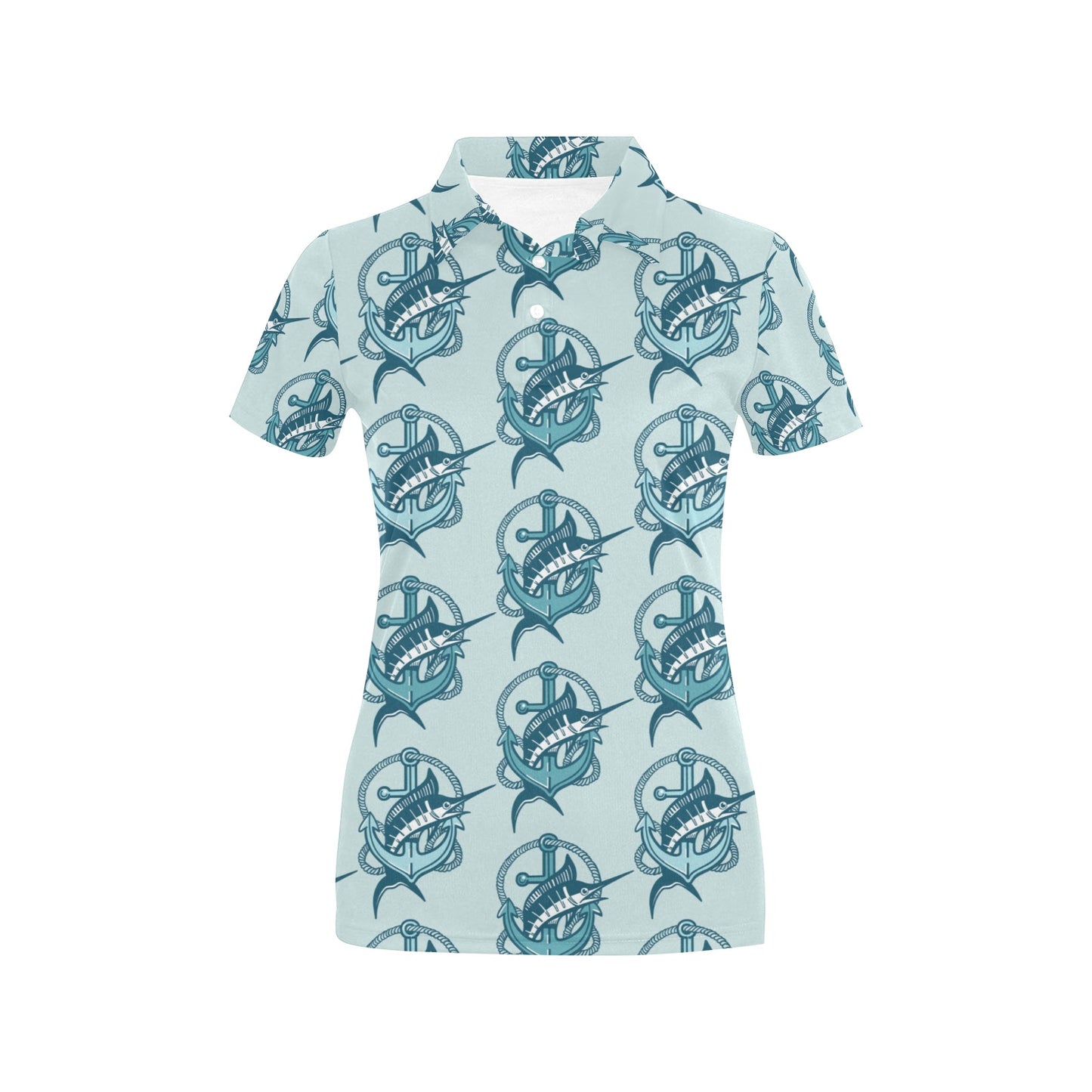 Swordfish Pattern Print Design 03 Women's Polo Shirt