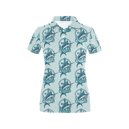 Swordfish Pattern Print Design 03 Women's Polo Shirt