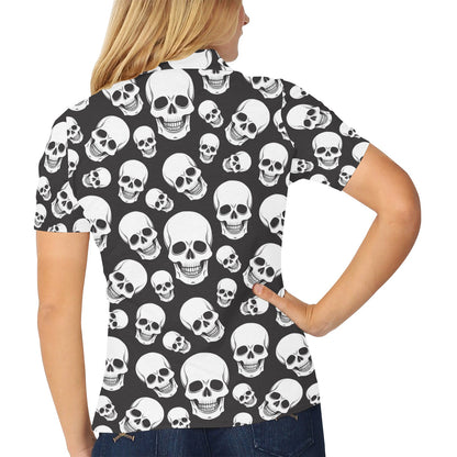 Skull Print Design LKS301 Women's Polo Shirt