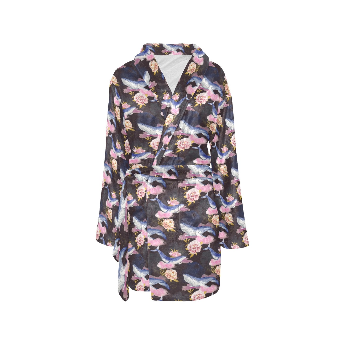 Blue Whale Print Design LKS401 Women's Fleece Robe