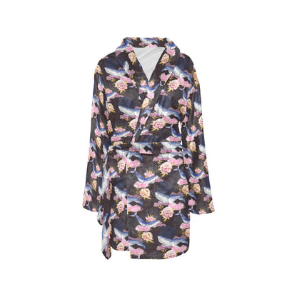 Blue Whale Print Design LKS401 Women's Fleece Robe