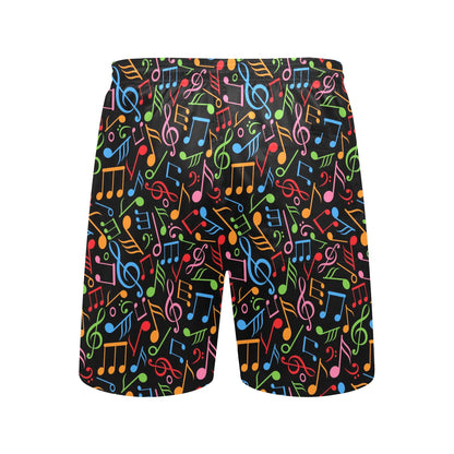 Music Note Colorful Themed Print Men's Swim Trunks Beach Shorts