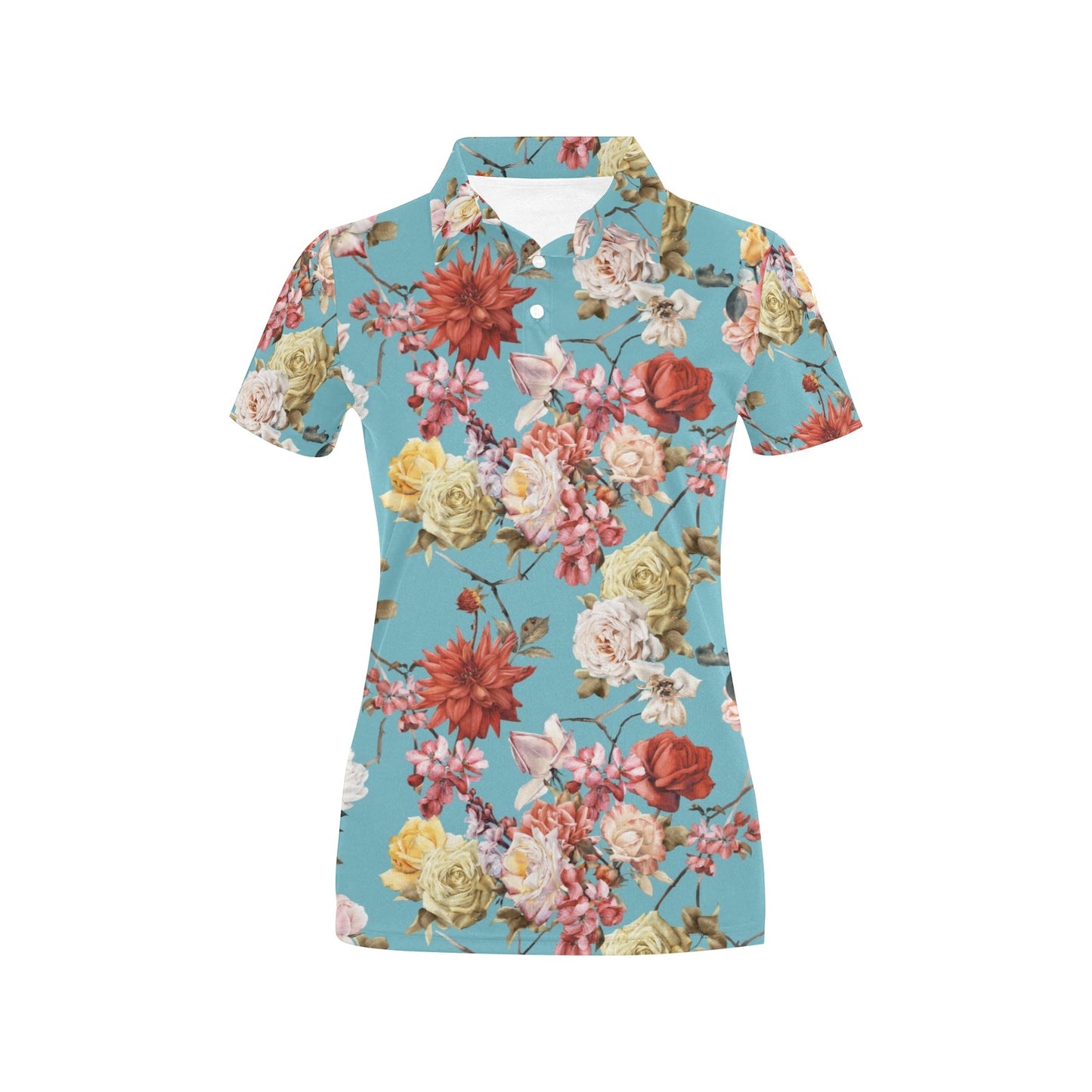 Summer Floral Pattern Print Design SF05 Women's Polo Shirt