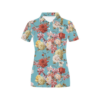 Summer Floral Pattern Print Design SF05 Women's Polo Shirt