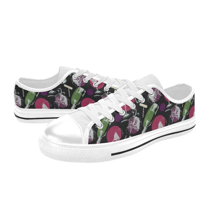 Wine Print Design LKS307 Women's White Low Top Shoes