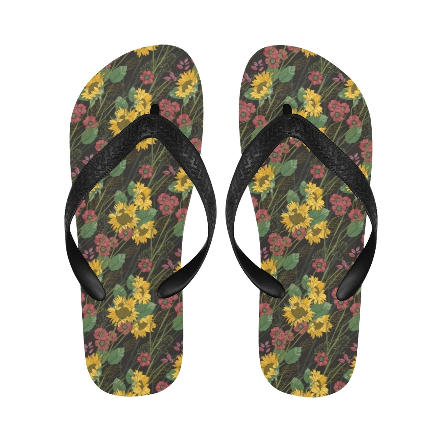 Sunflower Print Design LKS303 Flip Flops
