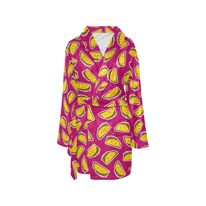 Taco Pattern Print Design TC01 Women's Fleece Robe