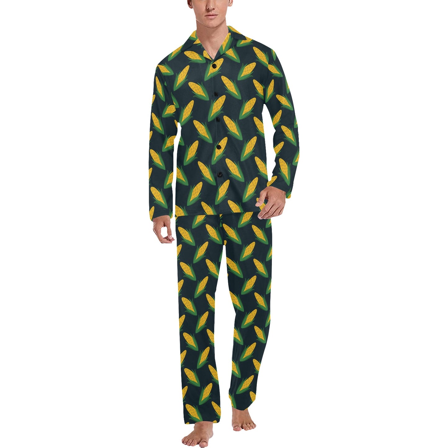 Corn Pattern Print Design 02 Men's Long Pajama Set