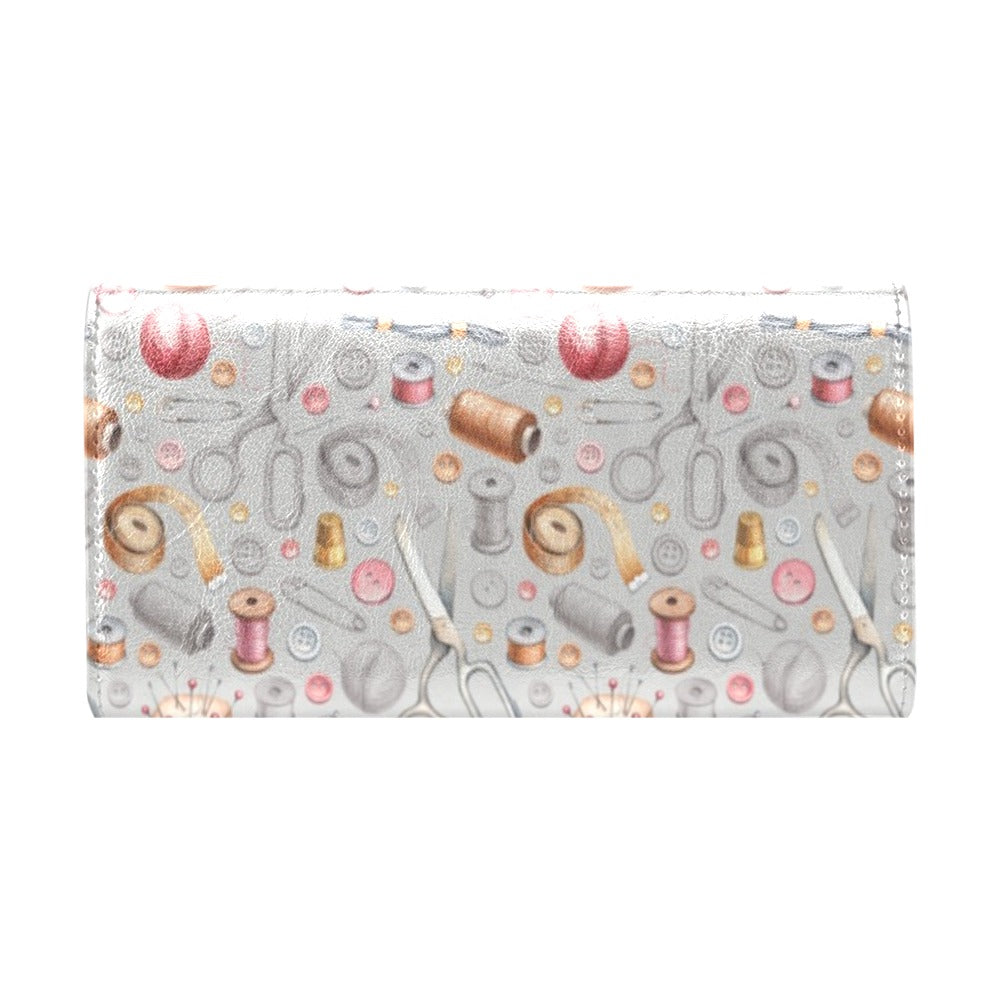 Sewing Equipment Print Design LKS302 Women's Trifold Wallet
